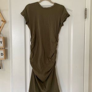 Olive green maternity jersey midi dress